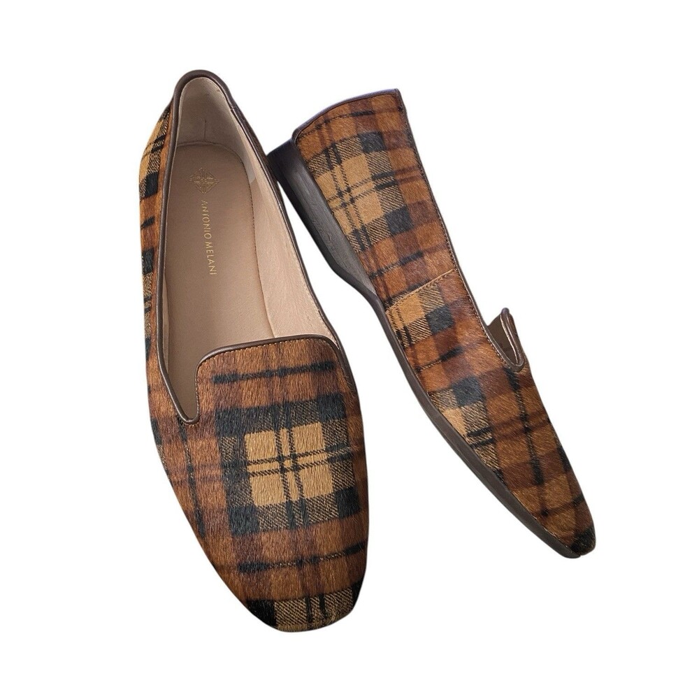 Stylish Antonio Melani Calf Hair Plaid Loafers